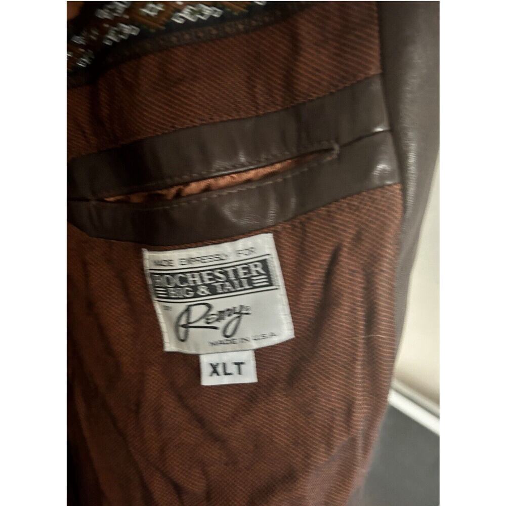 Rochester Big And tall Coat Leather Vintage Car Coat Brown xl Tall - Picture 2 of 5